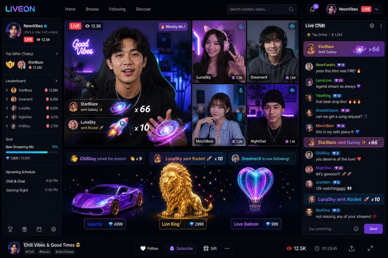 成免费网站实时直播互动界面,创作者与粉丝零距离实时交流
